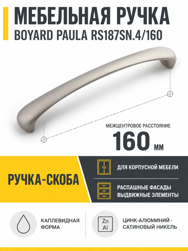 Мебельная ручка PAULA RS187SN.4/160