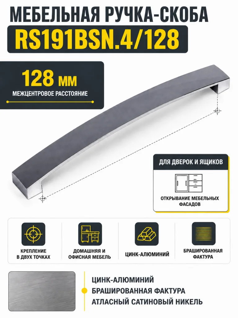 Мебельная ручка RS191BSN.4/128