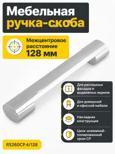 Мебельная ручка RS260CP.4/128