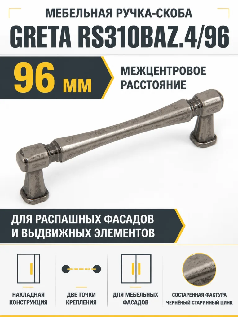 Мебельная ручка GRETA RS310BAZ.4/96