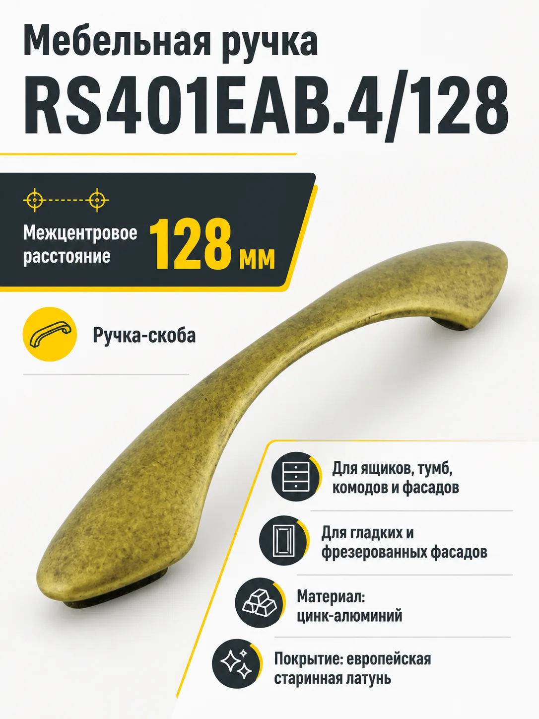 Мебельная ручка RS401EAB.4/128