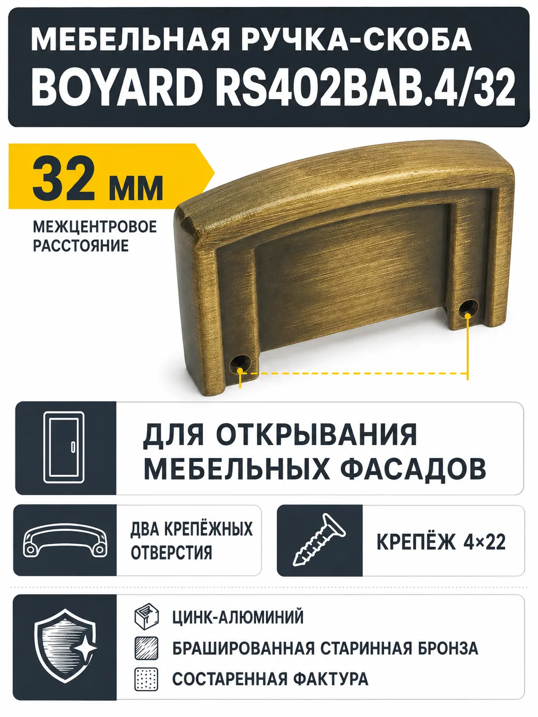 Мебельная ручка RS402BAB.4/32