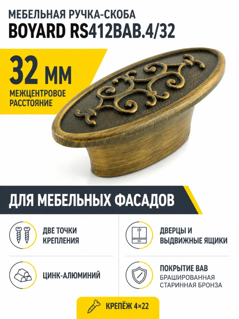 Мебельная ручка RS412BAB.4/32