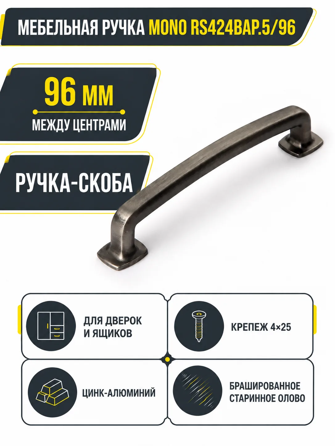 Мебельная ручка MONO RS424BAP.5/96