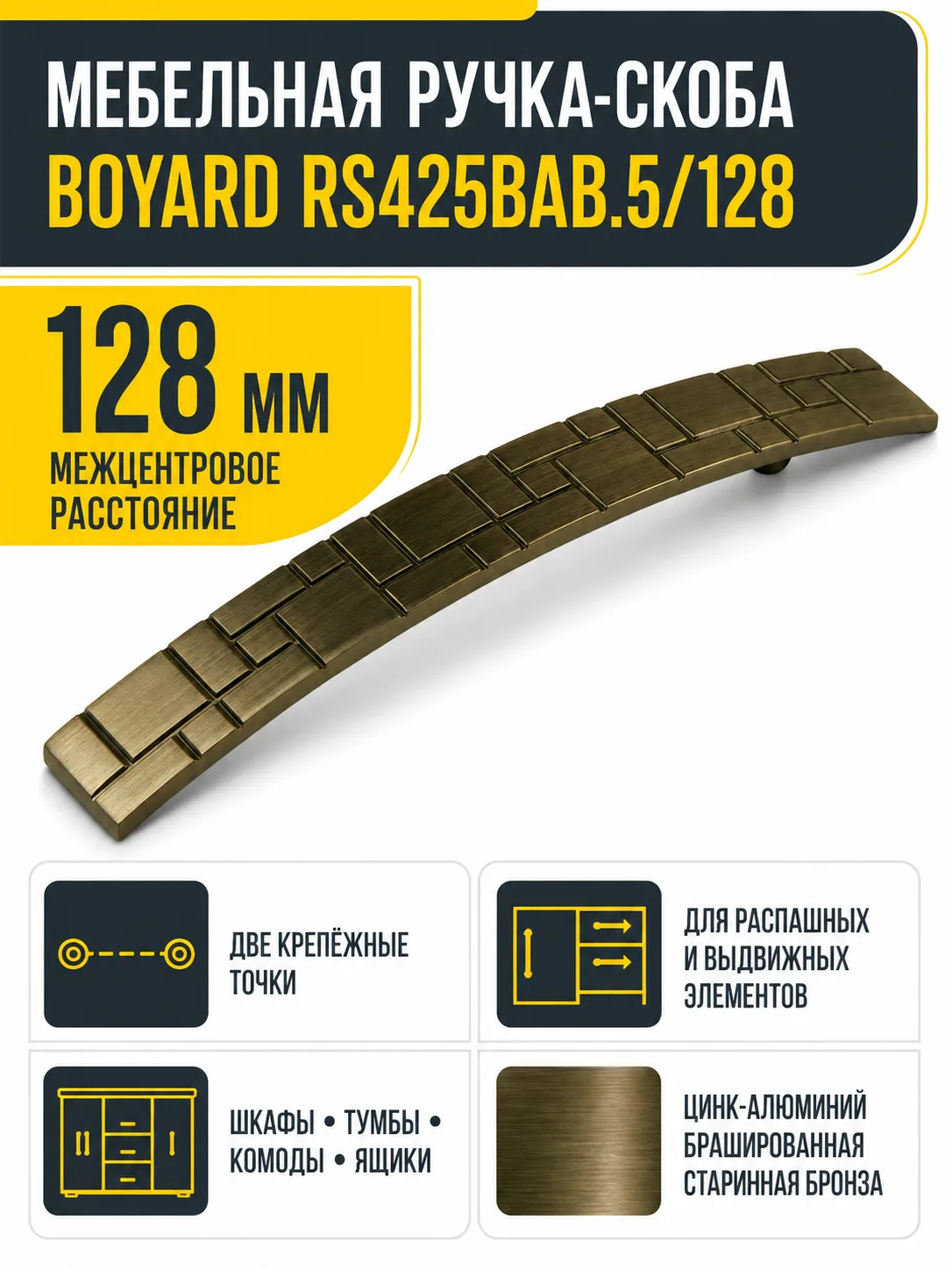 Мебельная ручка RS425BAB.5/128