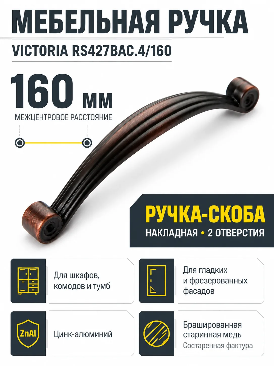 Мебельная ручка VICTORIA RS427BAC.4/160
