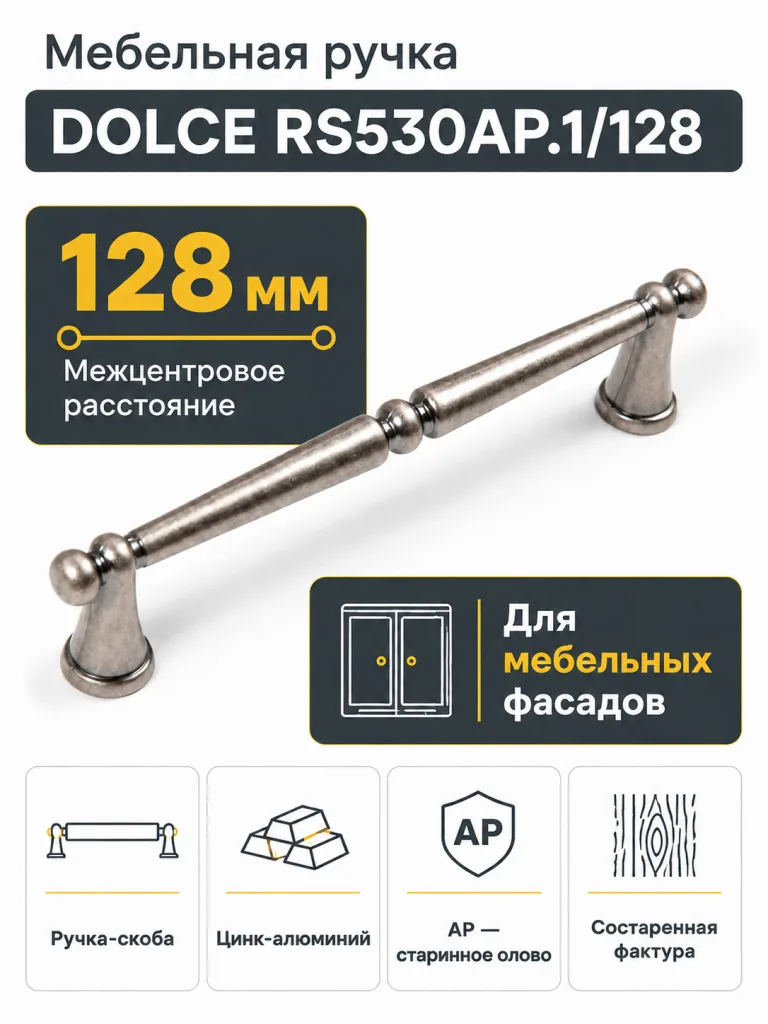 Мебельная ручка DOLCE RS530AP.1/128