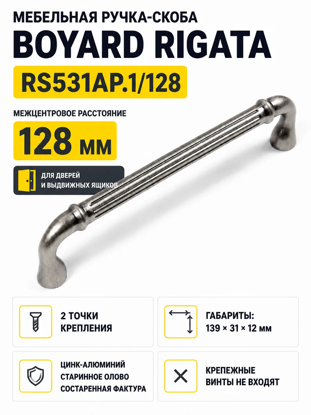 Мебельная ручка RIGATA RS531AP.1/128