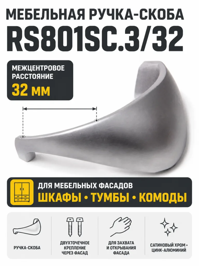 Мебельная ручка RS801SC.3/32