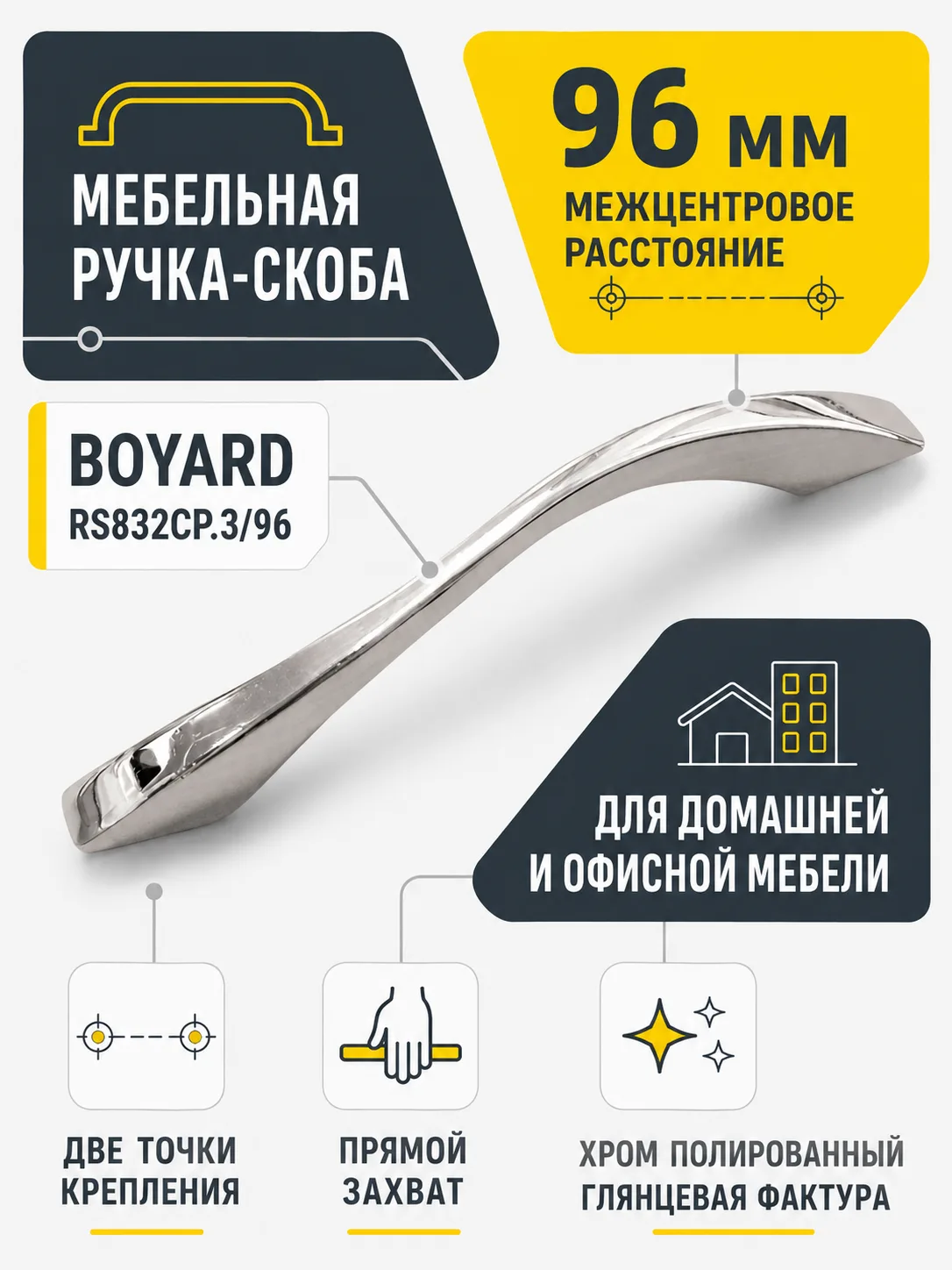 Мебельная ручка RS832CP.3/96