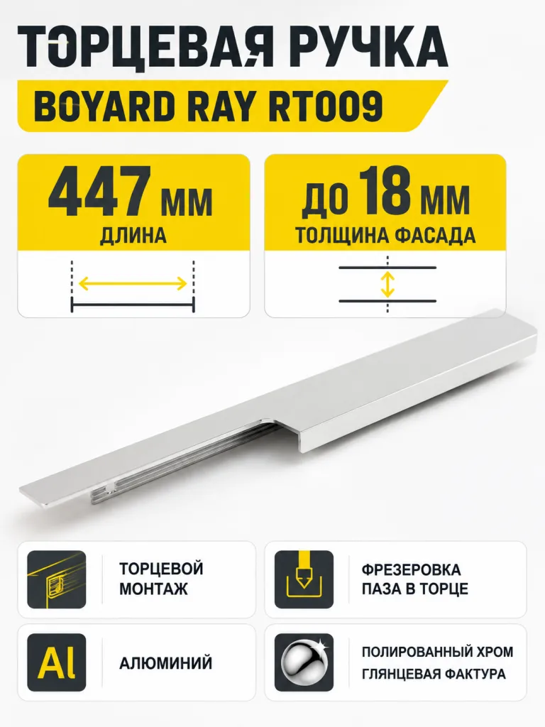 Мебельная ручка RT009CP.1/000/450