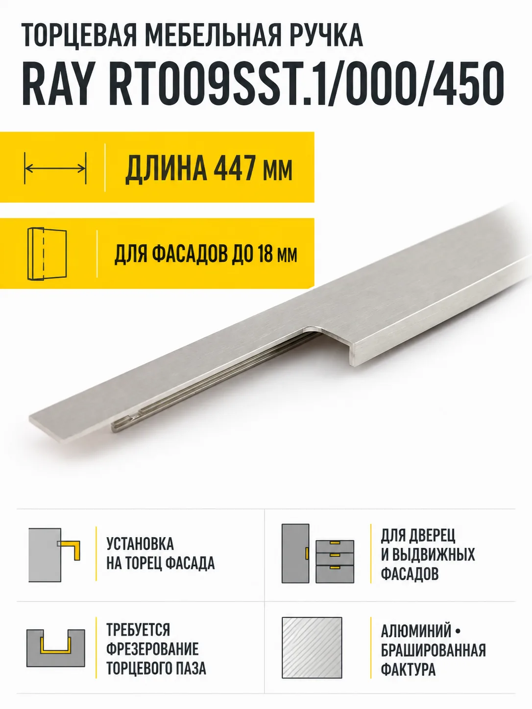 Мебельная ручка RT009SST.1/000/450