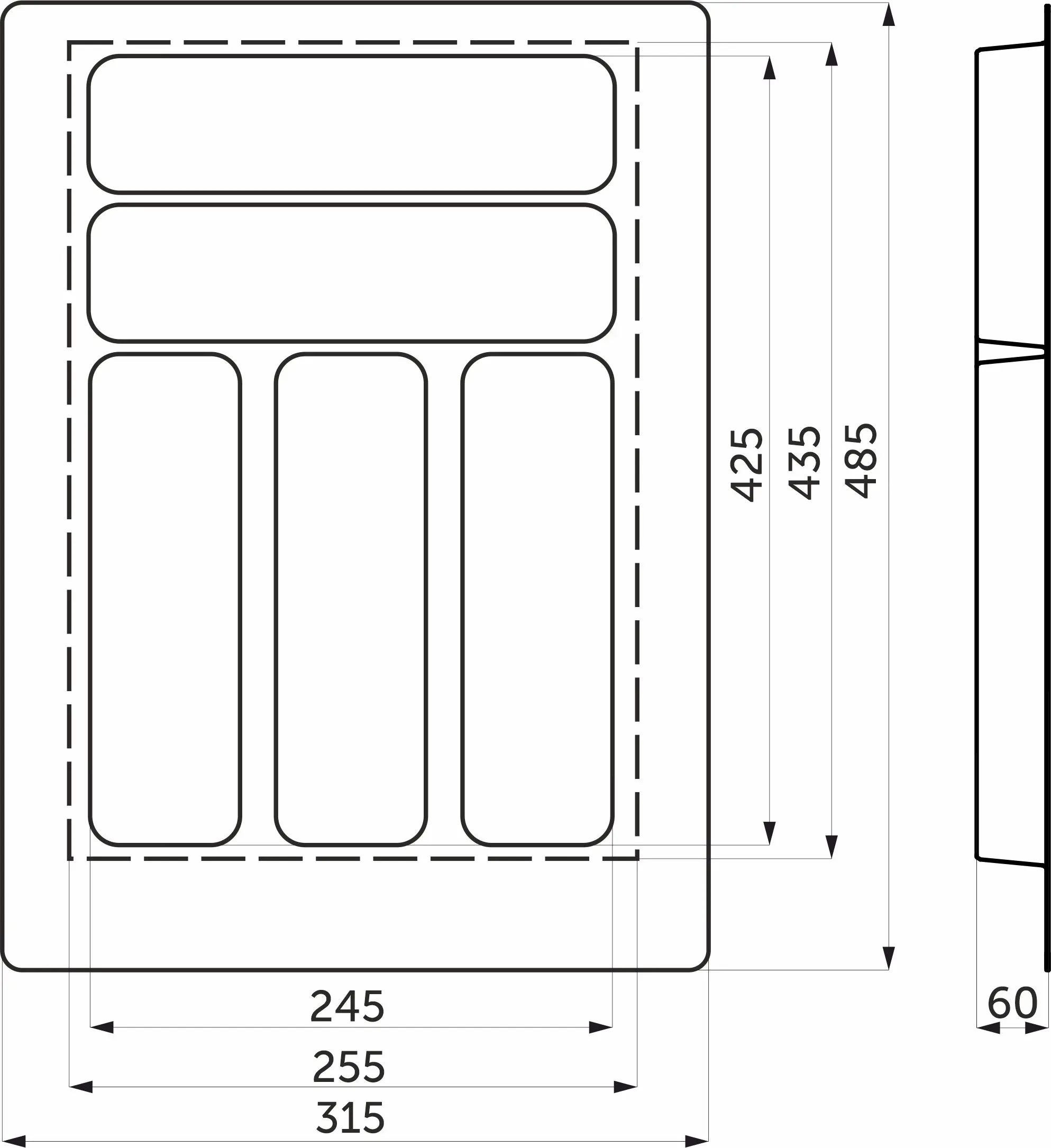 Лоток для столовых приборов 400 BASIC 315*485, белый AKS