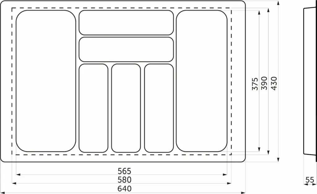 Лоток для столовых приборов 700 BASIC 640*430, белый AKS