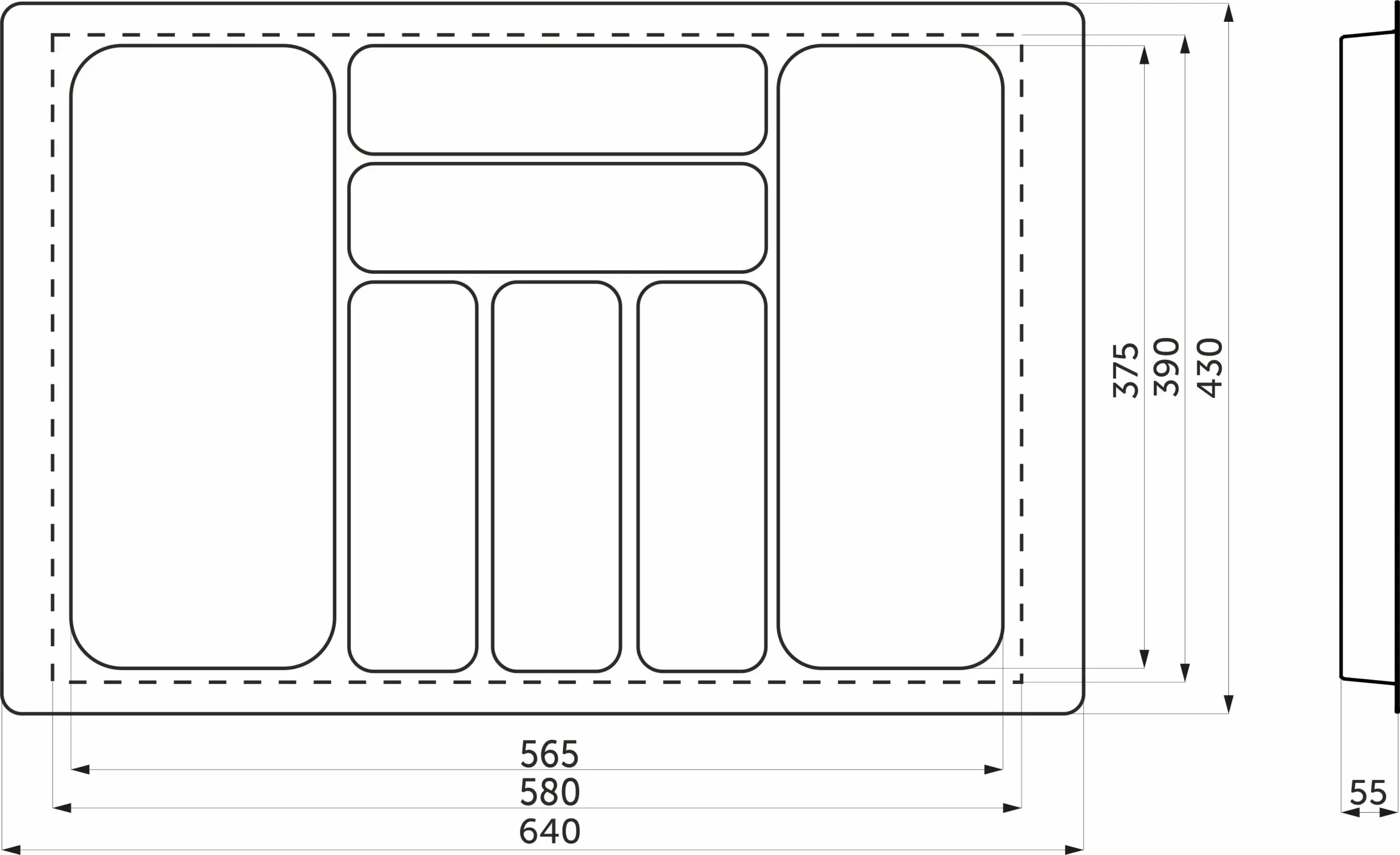 Лоток для столовых приборов 700 BASIC 640*430, белый AKS