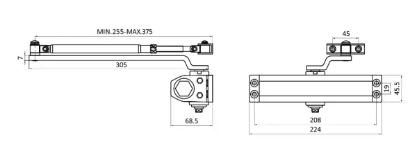 СТАНДАРТ Доводчик дверной MAX ДД 208 4-6 A-W (до 140 кг) белый RAL9016 морозостойкий