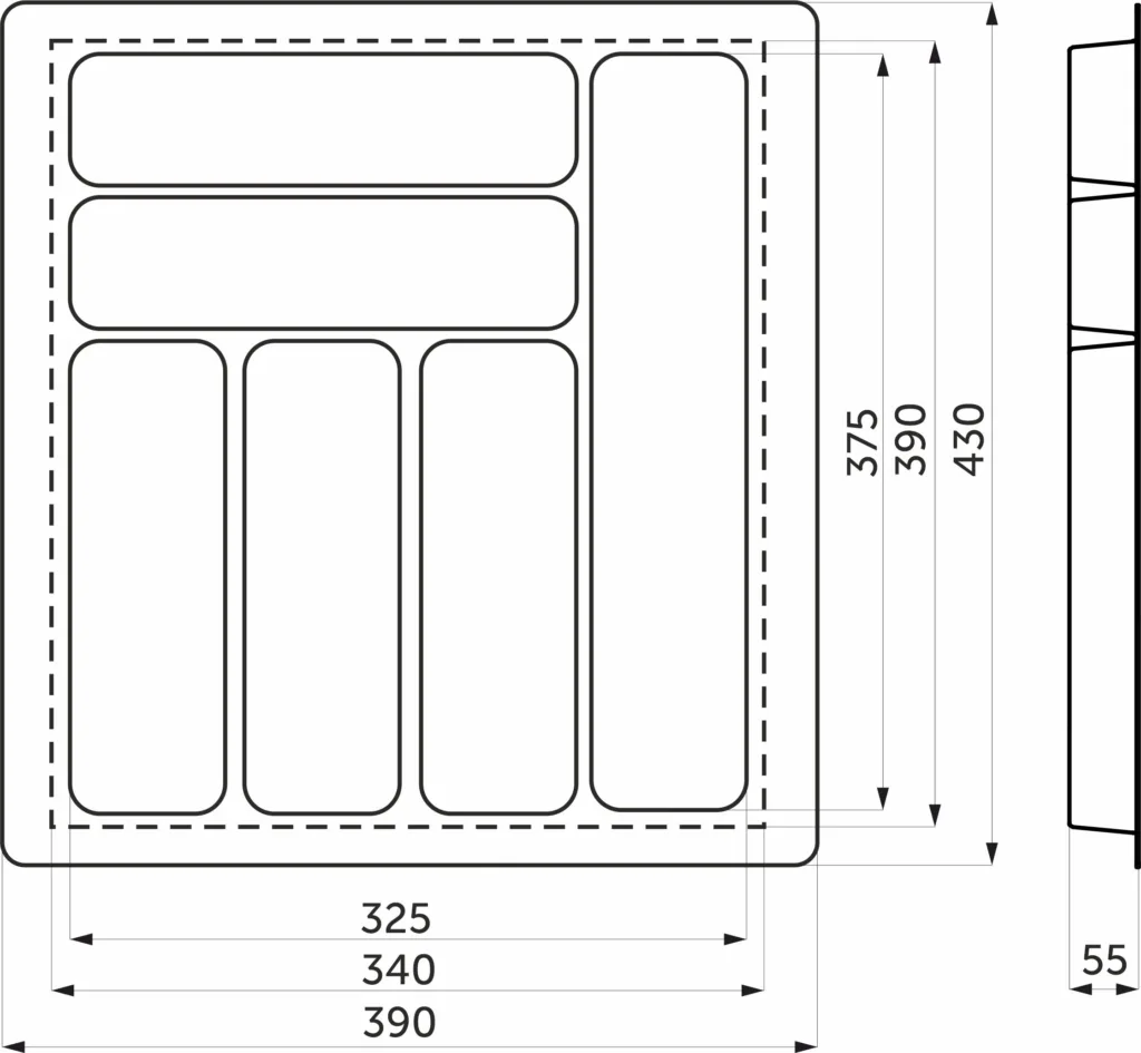Лоток для столовых приборов 450 BASIC 390*430, серый AKS