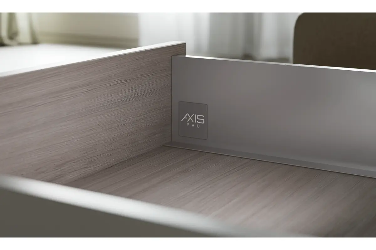 Ящик GTV AXIS PRO, панель 18 мм, H=200 мм, L=450 мм, бесшумное закрытие, полное выдвижение, серый
