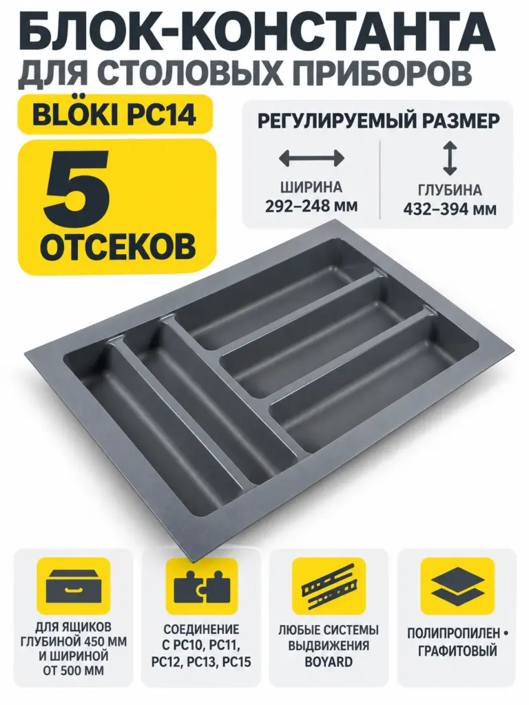 Блок-константа для столовых приборов BLӦKI PC14/GRPH/292x430