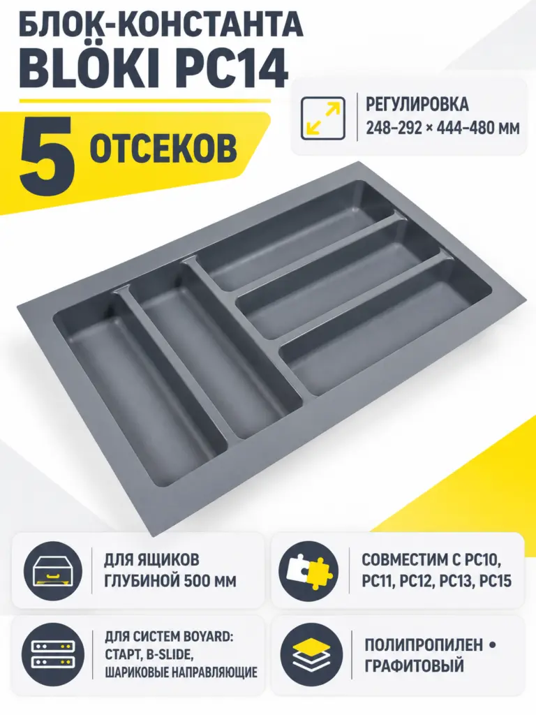 Блок-константа для столовых приборов BLӦKI PC14/GRPH/292x480