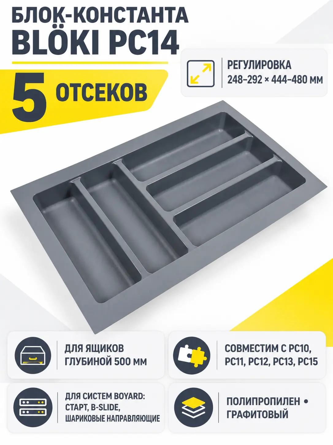 Блок-константа для столовых приборов BLӦKI PC14/GRPH/292x480