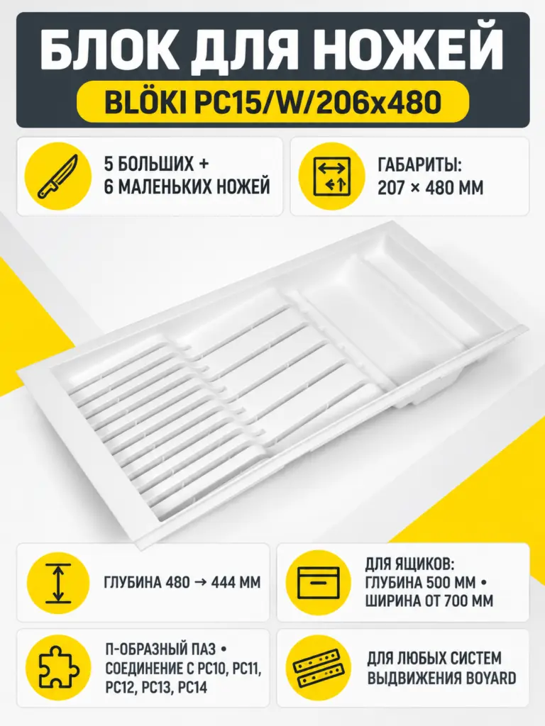 Блок для ножей BLӦKI PC15/W/206x480