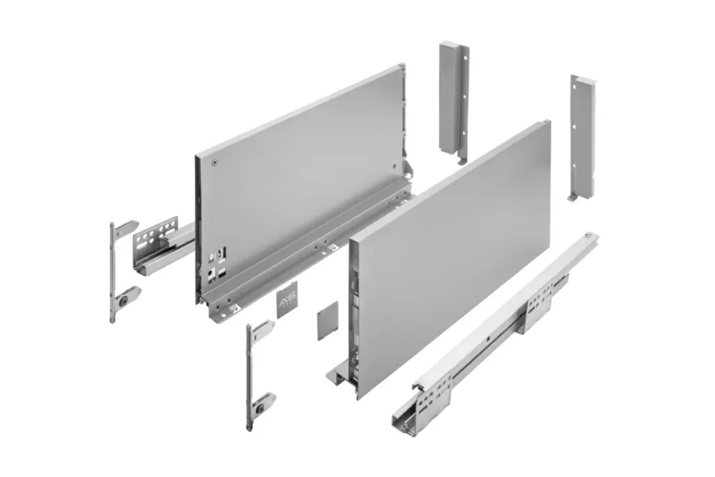 Ящик GTV AXIS PRO, панель 18 мм, H=200 мм, L=450 мм, бесшумное закрытие, полное выдвижение, серый