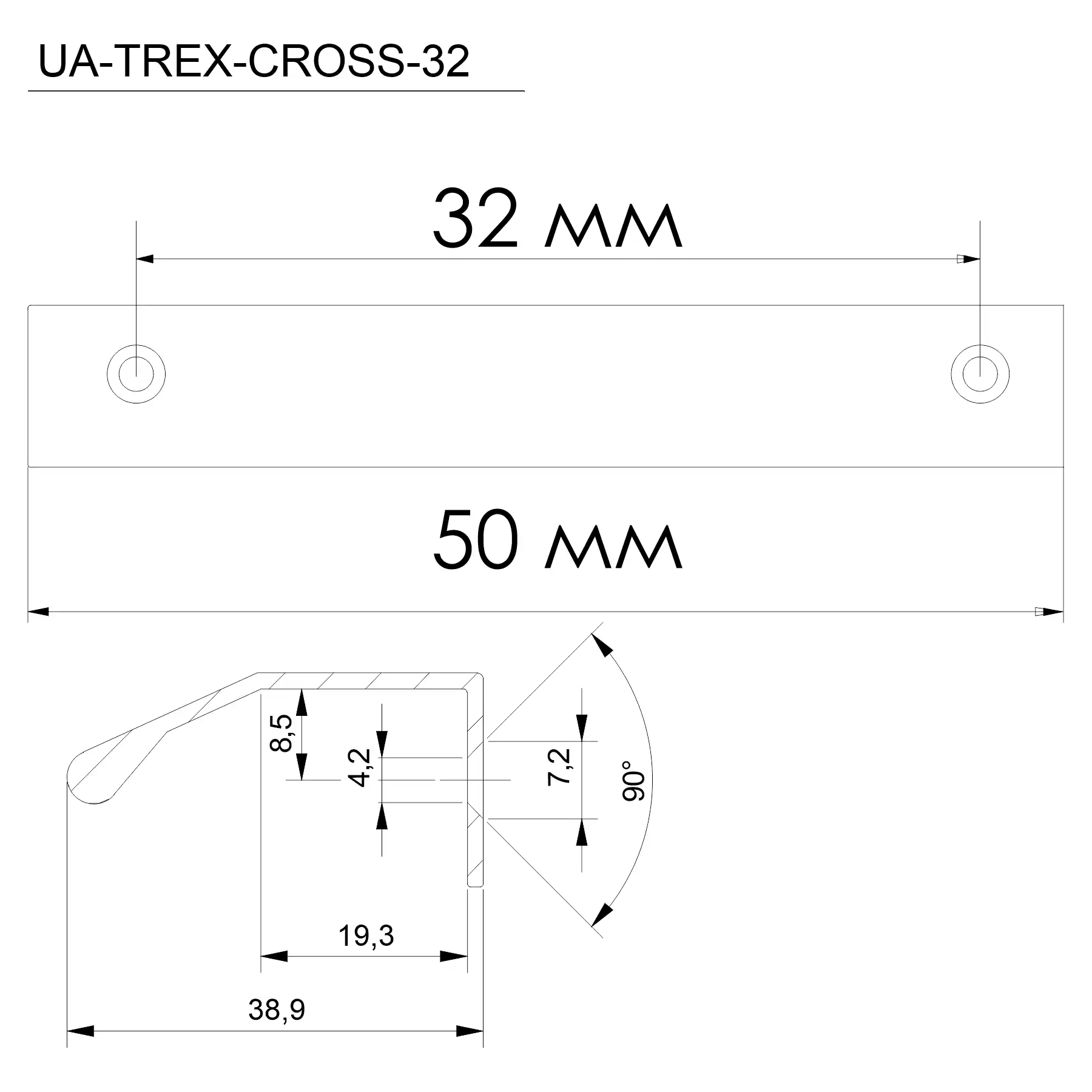 Ручка мебельная алюминиевая TREX CROSS 32/50 светлое брашированное золото