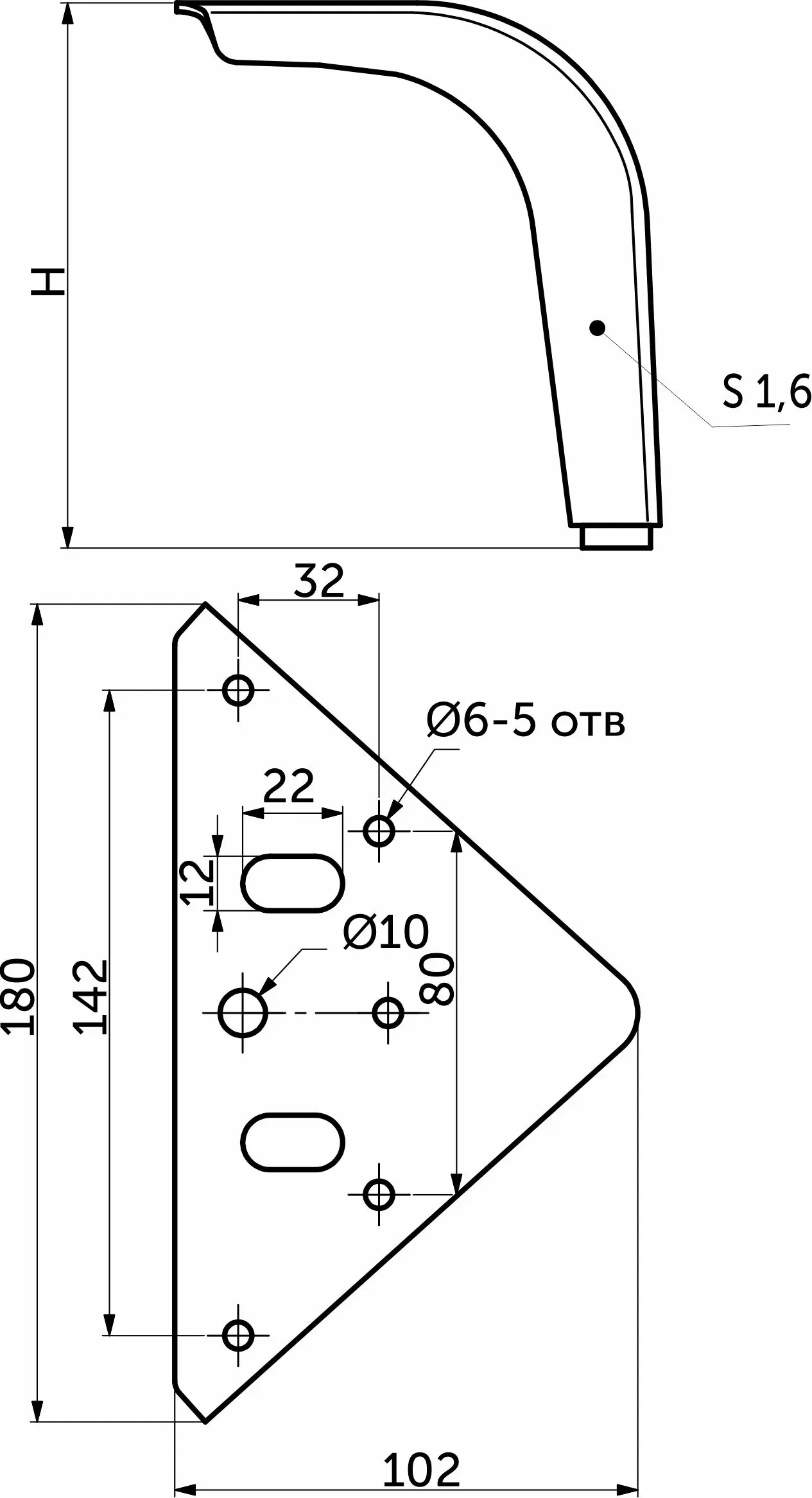 Опора меб. мет. DELI h150 угловая матовое золото AKS