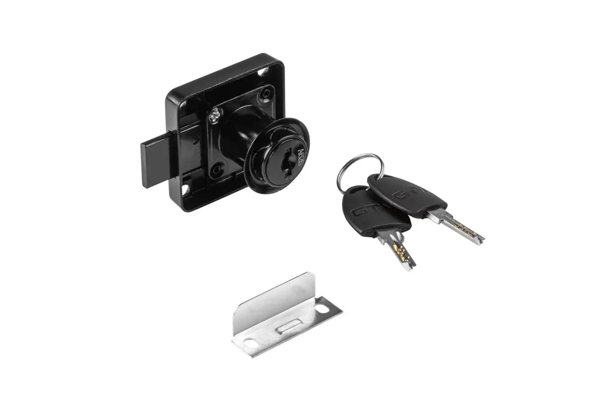 Замок КВАДРАТНЫЙ, С компьютерным ключом, 138, СТАЛЬ, ZnAl, черный